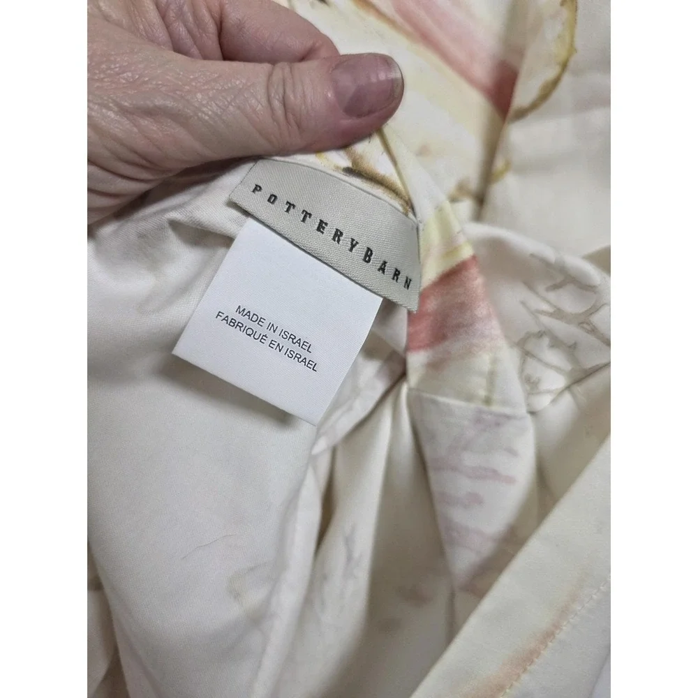 Pottery Barn Seashell Coral Euro Sham 29x29 Cotton Coastal Beach Nautical